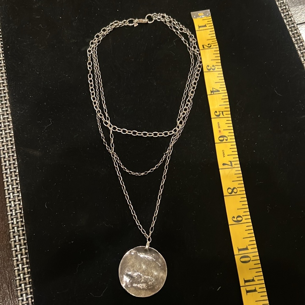 Silpada Sterling Silver Oxidized Disc 3 Chain Necklace - Picture 6 of 6